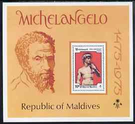 Maldive Islands 1975 500th Birth Anniversary of Michelangelo perf m/sheet unmounted mint, SG MS612, stamps on arts, stamps on michelangelo, stamps on renaissance