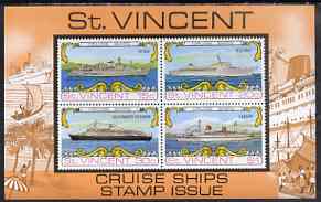 St Vincent 1974 Cruise Ships perf m/sheet unmounted mint SG MS 391, stamps on ships