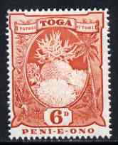Tonga 1942-49 Coral 6d red unmounted mint SG 79*, stamps on , stamps on  stamps on marine life, stamps on  stamps on coral