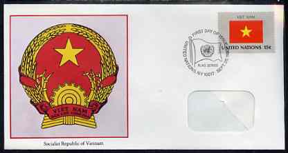 United Nations (NY) 1980 Flags of Member Nations #1 (Viet Nam) on illustrated cover with special first day cancel, stamps on flags