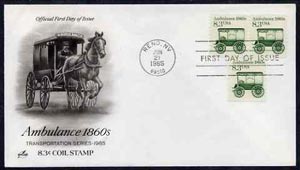 United States 1985-93 Transport - Ambulance of 1860s 8.3c on illustrated cover with first day cancel, SG 2161, stamps on transport, stamps on ambulances, stamps on horses, stamps on medical