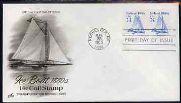United States 1985-93 Transport - Ice Boat 1880's 14c on illustrated cover with first day cancel, SG 2169, stamps on , stamps on  stamps on transport, stamps on  stamps on sailing