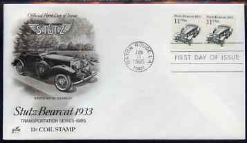 United States 1985-93 Transport - Stutz Bearcat 1933 11c on illustrated cover with first day cancel, SG 2165, stamps on transport, stamps on cars, stamps on stutz