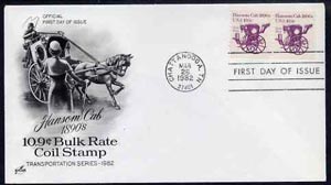 United States 1981-91 Transport - Hansom Cab 10.9c on illustrated cover with first day cancel, SG 1875, stamps on transport, stamps on horses