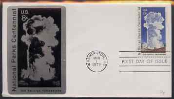 United States 1972 National Parks System 8c (Old Faithful) on Sarzin cover with first day cancel, SG 1456, stamps on national parks, stamps on parks, stamps on geysers, stamps on 