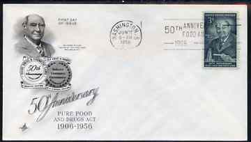 United States 1956 Pure Food & Drug Laws on illustrated cover with first day cancel, SG 1082, stamps on food, stamps on  law , stamps on drugs, stamps on  law , stamps on 