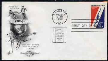 United States 1959 Third Pan-American Games on illustrated cover with first day cancel, SG A1134, stamps on sport, stamps on running