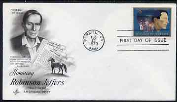 United States 1973 American Arts Commemoration - Robinson Jeffers (poet) on illustrated cover with first day cancel, SG 1485, stamps on personalities, stamps on literature, stamps on poetry