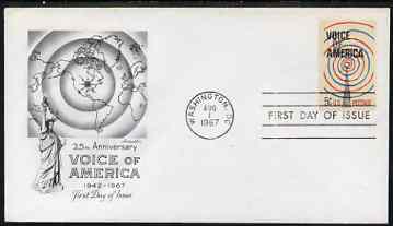United States 1967 Voice of America (Radio) on illustrated cover with first day cancel, SG 1309, stamps on radio
