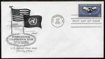 United States 1965 International Co-operation Year on illustrated cover with first day cancel, SG 1248, stamps on communications, stamps on  icy , stamps on united nations