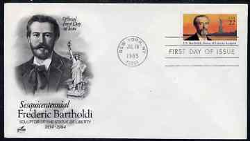 United States 1985 Fr\8Ed\8Eric Bartholdi (sculptor of Statue of Liberty) on illustrated cover with first day cancel, SG 2189, stamps on personalities, stamps on sculpture, stamps on statues, stamps on 