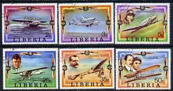 Liberia 1978 Progress in Aviation perf set of 6 cto used SG 1327-32, stamps on aviation, stamps on flying boats, stamps on dornier, stamps on shuttle, stamps on douglas, stamps on dc-3, stamps on wright, stamps on bleriot