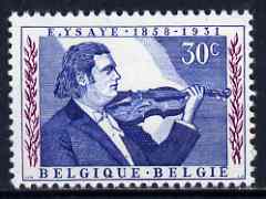 Belgium 1958 Birth Centenary of Ysaye (violinist) unmounted mint, SG 1658, stamps on , stamps on  stamps on music, stamps on  stamps on violins