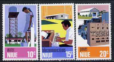 Niue 1976 Utilities set of 3 unmounted mint, SG 208-10, stamps on communications, stamps on energy, stamps on water