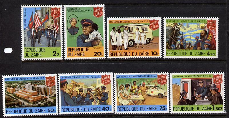 Zaire 1980 Salvation Army set of 8 unmounted mint, SG 1002-09, stamps on salvation army