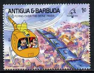 Antigua 1989 Helicopter over River Seine 1c (from Disney Philexfrance '89 set) unmounted mint, SG 1299, stamps on , stamps on  stamps on helicopters, stamps on  stamps on rivers