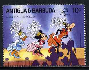 Antigua 1989 Dancing in the Folies Bergere 10c (from Disney Philexfrance '89 set) unmounted mint, SG 1304, stamps on dancing
