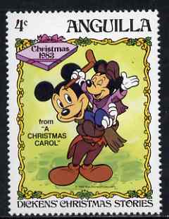 Anguilla 1983 Mickey as Bob Cratchit 4c (from Disney Dickens Christmas Stories set) unmounted mint, SG 580, stamps on disabled, stamps on dickens
