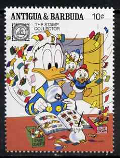 Antigua 1989 Donald with Stamp Album 10c (from Disney 'American Philately' set) unmounted mint, SG 1332, stamps on , stamps on  stamps on postal