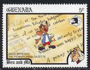 Grenada 1989 Amos & Pennsylvania Gazette 5c (from Disney World Stamp Expo 89 set) unmounted mint, SG 2060*, stamps on newspapers