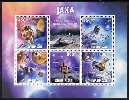Guinea - Bissau 2009 JAXA - Japanese Space Agency perf sheetlet containing 5 values unmounted mint, stamps on space, stamps on satellites