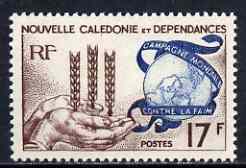 New Caledonia 1963 Freedom From Hunger 17f unmounted mint, SG 368, stamps on , stamps on  stamps on ffh, stamps on  stamps on food, stamps on  stamps on globes, stamps on  stamps on  ffh , stamps on  stamps on 
