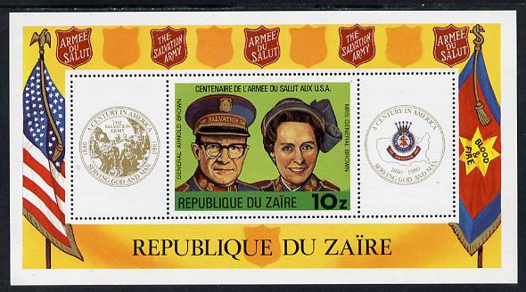 Zaire 1980 Salvation Army m/sheet unmounted mint (Mi BL 34) , stamps on salvation army, stamps on flags