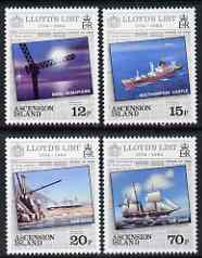 Ascension 1984 250th Anniversary of Lloyd's List (newspaper) perf set of 4 unmounted mint, SG359-62, stamps on newspapers, stamps on ships, stamps on 
