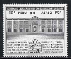 Peru 1958 Royal School of Medicine (now Ministry of Govt Police) 2s20 unmounted mint, SG 822, stamps on , stamps on  stamps on medical, stamps on  stamps on police