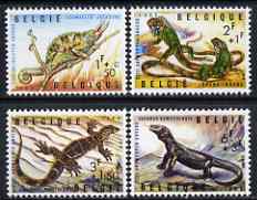 Belgium 1965 Reptiles of Antwerp Zoo perf set of 4 unmounted mint, SG 1943-46, stamps on animals, stamps on reptiles, stamps on lizards, stamps on 