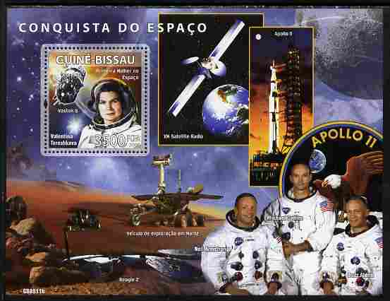 Guinea - Bissau 2008 Space Missions perf souvenir sheet unmounted mint Michel BL 680, stamps on personalities, stamps on space, stamps on apollo, stamps on satellites, stamps on rockets