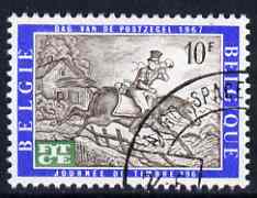 Belgium 1967 Telecommunications Day - opt on Stamp Day (19th cent Postman) fine used, SG 2021, stamps on postal, stamps on postman, stamps on horses, stamps on communications