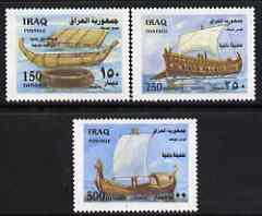 Iraq 2002 Early Sailing Ships perf set of 3 unmounted mint, stamps on ships