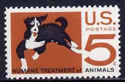United States 1966 Humane Treatment of Animals 5c unmounted mint, SG 1287, stamps on dogs, stamps on xoloitzcuintle