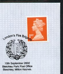 Postmark - Great Britain 2002 cover for London Fire Brigade with special illustrated Bletchley cancel, stamps on fire