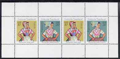 Germany - East 1971 Sorbian Dance Costumes perf booklet pane containing 2 x 10pf & 2 x 20pf stamps unmounted mint, SG E1443b, stamps on dancing, stamps on costumes