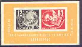 Germany - East 1950 German Stamp Exhibition imperf m/sheet unmounted mint, SG MS E29a, stamps on stamp exhibitions, stamps on stamp on stamp, stamps on , stamps on stamponstamp