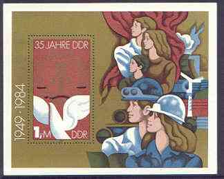 Germany - East 1984 35th Anniversary of Democratic Republic (3rd issue) perf m/sheet unmounted mint, SG MS E2613, stamps on constitutions, stamps on doves