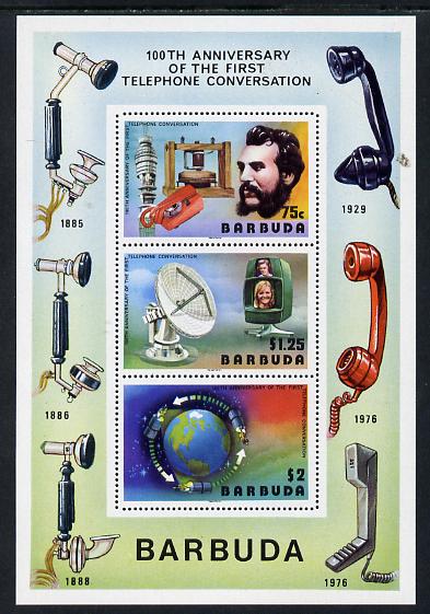 Barbuda 1977 Telephone Centenary m/sheet unmounted mint, SG MS 297, stamps on communications  science      telephones, stamps on scots, stamps on scotland