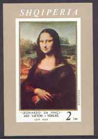 Albania 1969 Leonardo da Vinci Death Anniversary imperf m/sheet (Mona Lisa) unmounted mint, SG MS 1313, stamps on arts, stamps on death, stamps on leonardo da vinci, stamps on renaissance