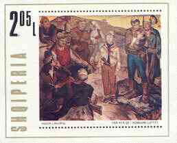 Albania 1976 Albanian Paintings perf x imperf m/sheet (The Young Pioneer) unmounted mint, SG MS 1843, stamps on , stamps on  stamps on arts, stamps on  stamps on youth