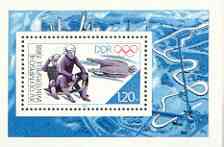 Germany - East 1988 Calgary Winter Olympics perf m/sheet (Luge) unmounted mint, SG MS E2847, stamps on olympics, stamps on luge