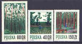 Poland 1971 Forestry Management perf set of 3 unmounted mint, SG 2047-49, stamps on trees
