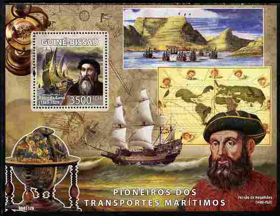 Guinea - Bissau 2008 Pioneers of Marine Transport perf souvenir sheet unmounted mint Michel BL 681, stamps on personalities, stamps on transport, stamps on ships, stamps on explorers