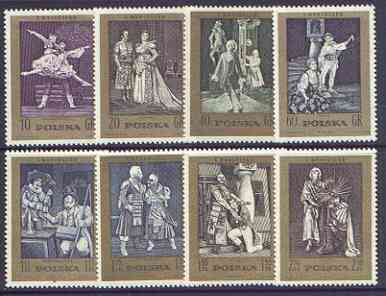 Poland 1972 Death Centenary of Stanislaus Moniuszko (composer) perf set of 8 unmounted mint, SG 2159-66, stamps on music, stamps on composers, stamps on ballet, stamps on opera