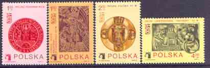Poland 1973 Polska 73 Stamp Exhibition perf set of 4 unmounted mint, SG 2243-47, stamps on stamp exhibitions, stamps on antiques, stamps on artefacts, stamps on death