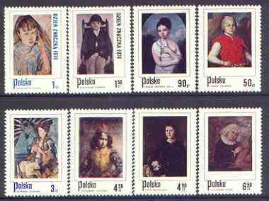 Poland 1974 Stamp Day - Paintings of Children in Polish Costumes perf set of 8 unmounted mint, SG 2325-32, stamps on postal, stamps on arts, stamps on children, stamps on costumes