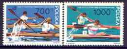 Poland 1990 World Canoeing Championships perf set of 2 unmounted mint, SG 3305-06, stamps on sport, stamps on canoeing