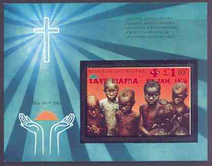 Nigeria - Biafra 1969 Second Anniversary imperf m/sheet optd Save Biafra and surcharged + £1 unmounted mint, stamps on children, stamps on refugees