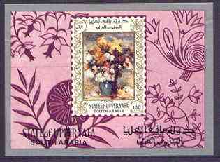 Aden - Upper Yafa 1967 Paintings of Flowers (Renoir) imperf m/sheet  unmounted mint, Mi BL16, stamps on arts, stamps on flowers, stamps on renoir